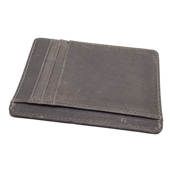 Slim Gray Leather Card Holder With ID Window & Multiple Card Slots - Picture 4 of 4